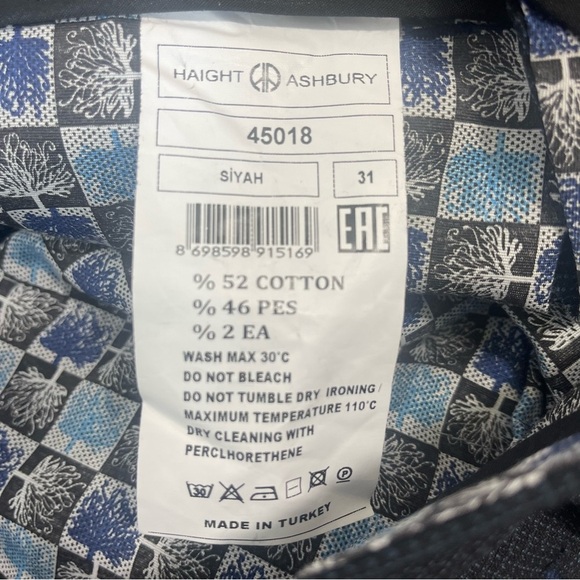 Haight & Ashbury Mini Grid Slim Fit Mens Trousers 31 - Picture 4 of 5